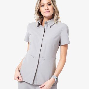 FIGS very rare scrubs Cement XXS/XS button down Malindi peplum split hem bottoms